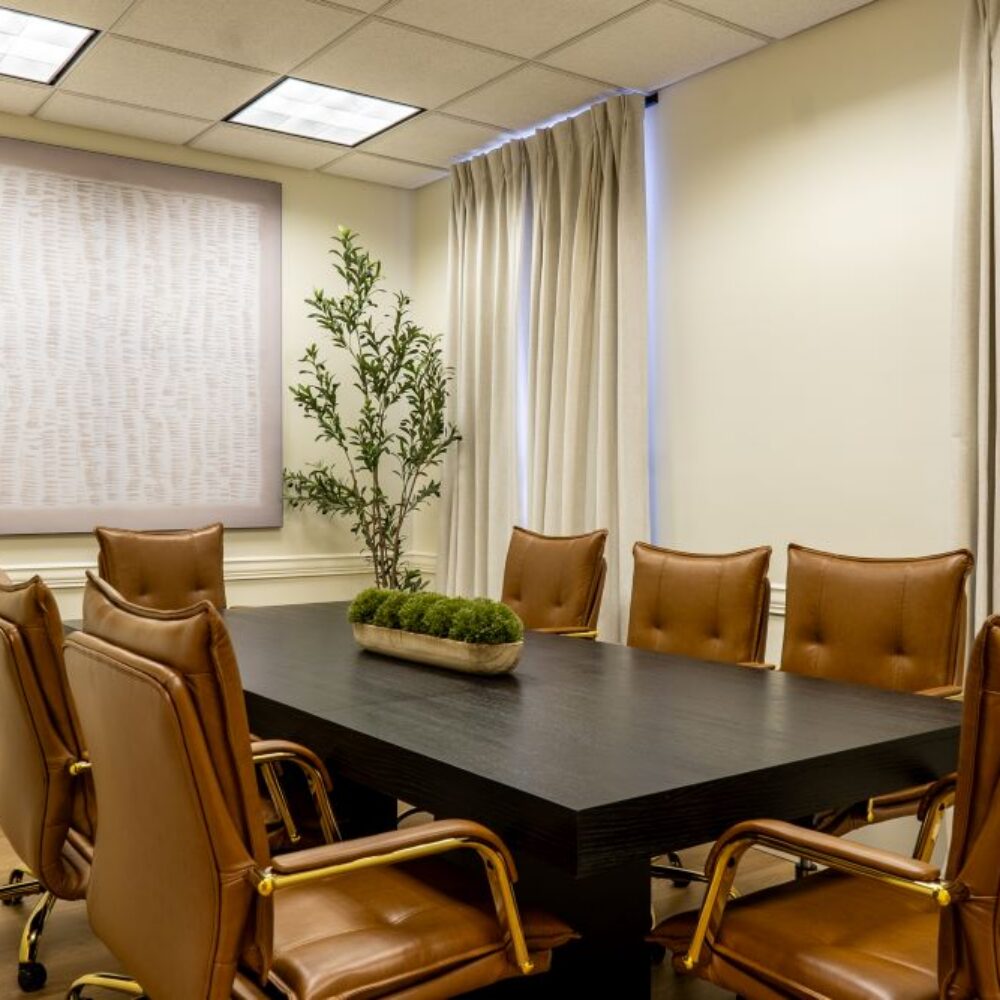 A large table with seating