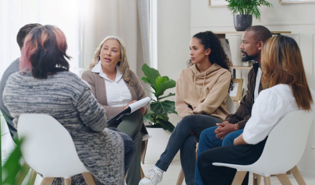 A group of people in New Jersey going through addiction treatment